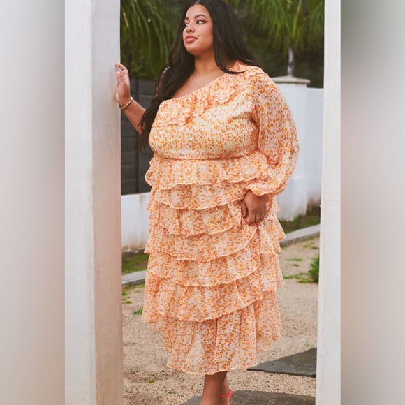 ELOQUII CHIFFON RUFFLE DRESS- NWOT - Picture 5 of 6